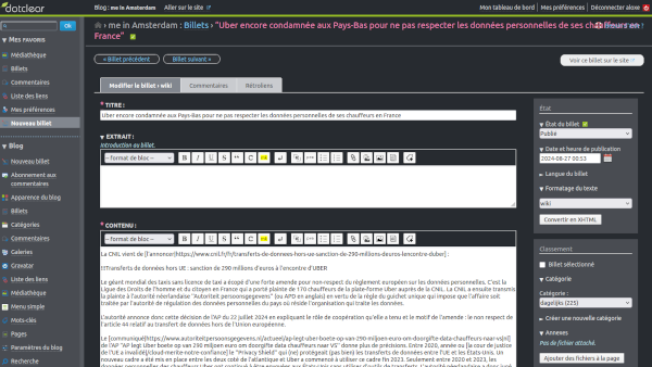 text editor in Dotclear